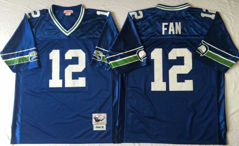 Seahawks 12 Fan Blue M&N Throwback Jersey